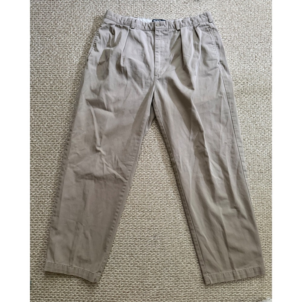 Polo Ralph‎ Lauren Andrew Pant Mens 35x29 Khaki Tan Double Pleated Chino Cotton